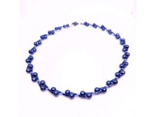 Blaue Crepp-Perlen Kette (0195)